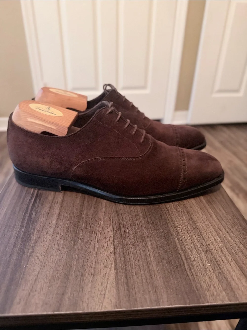 Sons of Henry Men's Brown Suede Cap-Toe Oxford Dress Shoes UK 7.5 US 8.5